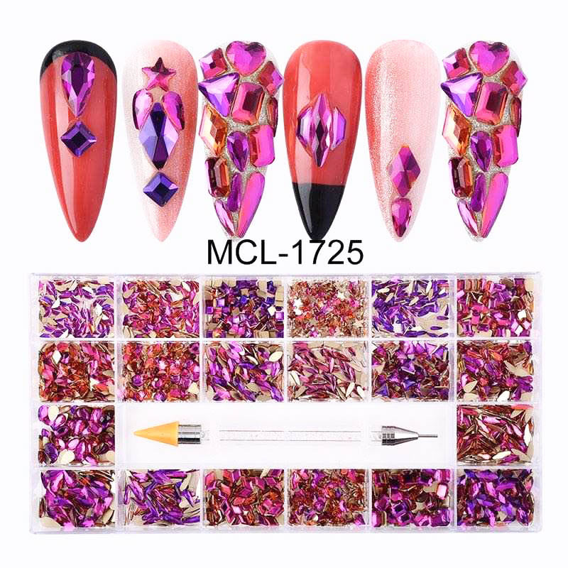 AB Glass Crystal Rhinestones 20 Different Shapes 1400 pcs - MCL-1725